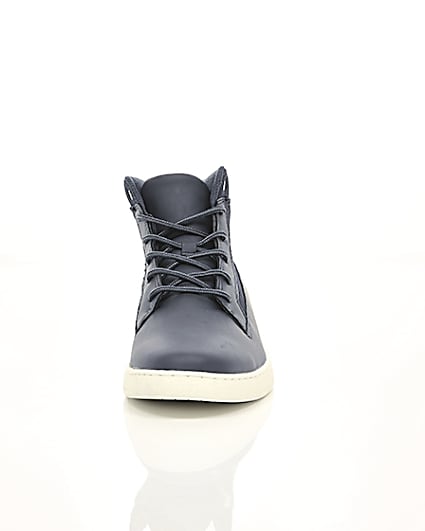 360 degree animation of product Navy denim mid top trainers frame-4