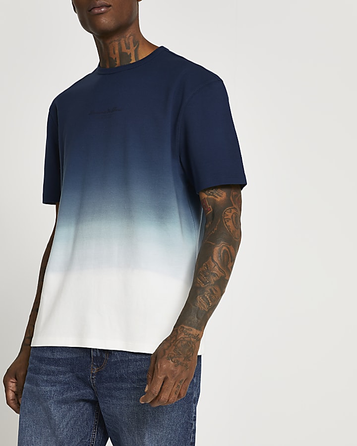 Navy dip dye fade t-shirt