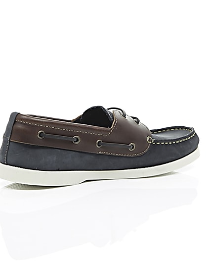 360 degree animation of product Navy dual colour leather boat shoes frame-12
