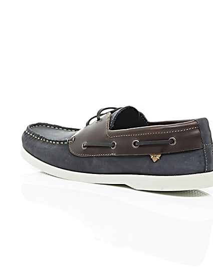 360 degree animation of product Navy dual colour leather boat shoes frame-19