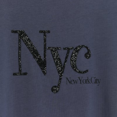 Navy embellished graphic t-shirt