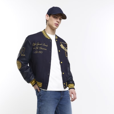 leather embroidered varsity leather