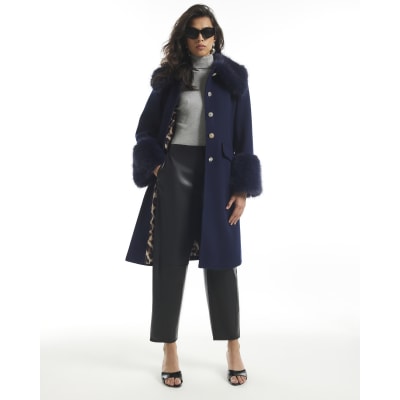 Faux Fur Trim Coat