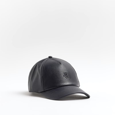 Navy faux leather RI cap River Island