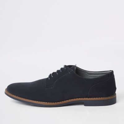 navy suede derby shoes