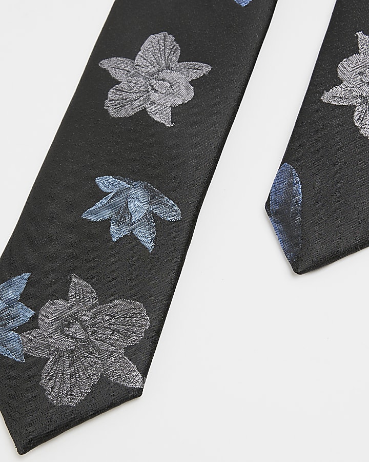 Navy Floral Print Tie