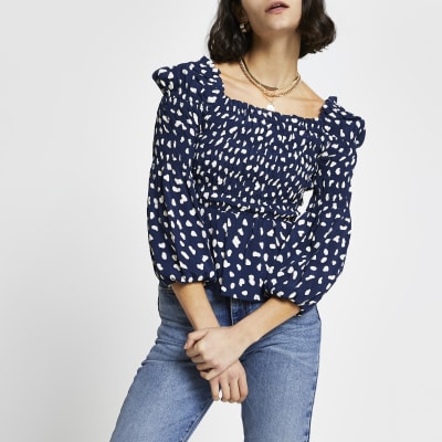 river island polka dot top