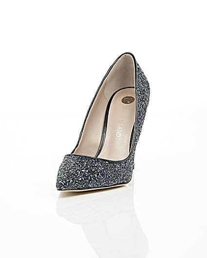 360 degree animation of product Navy glitter court shoes frame-2