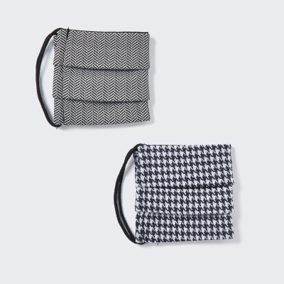 Navy herringbone & dogtooth masks 2 pack