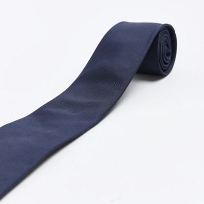 Navy Herringbone Tie River Island