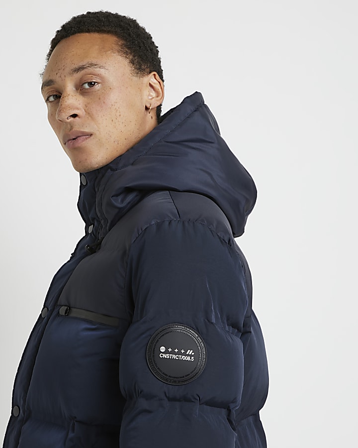 Navy hooded puffer jacket
