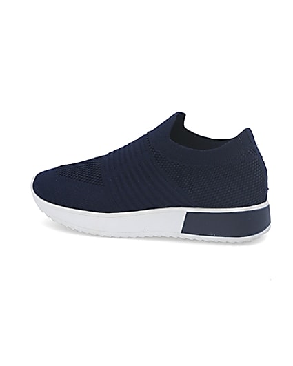 360 degree animation of product Navy knitted runner trainers frame-4