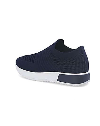 360 degree animation of product Navy knitted runner trainers frame-5