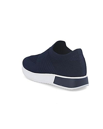 360 degree animation of product Navy knitted runner trainers frame-6