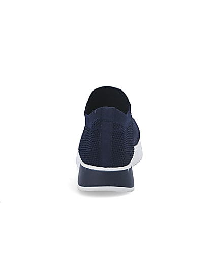 360 degree animation of product Navy knitted runner trainers frame-9