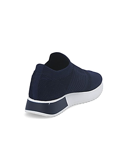 360 degree animation of product Navy knitted runner trainers frame-11