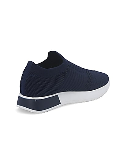 360 degree animation of product Navy knitted runner trainers frame-12