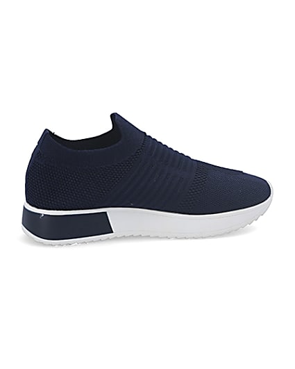 360 degree animation of product Navy knitted runner trainers frame-14