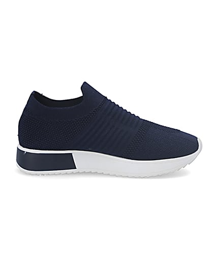 360 degree animation of product Navy knitted runner trainers frame-15