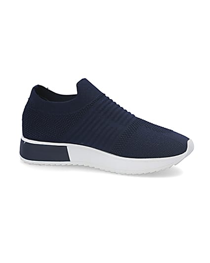 360 degree animation of product Navy knitted runner trainers frame-16