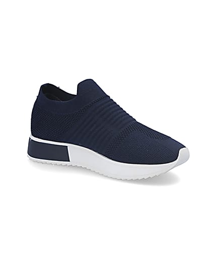 360 degree animation of product Navy knitted runner trainers frame-17