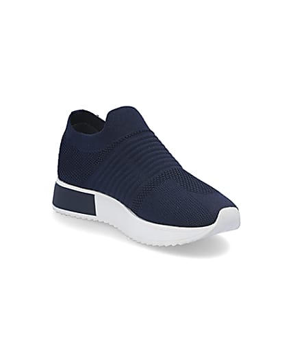 360 degree animation of product Navy knitted runner trainers frame-18