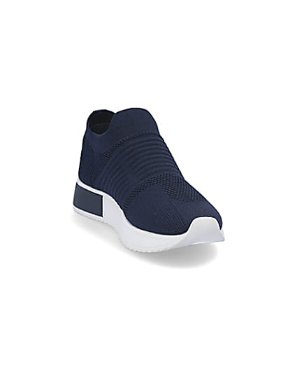 360 degree animation of product Navy knitted runner trainers frame-19