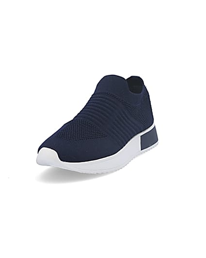 360 degree animation of product Navy knitted runner trainers frame-23