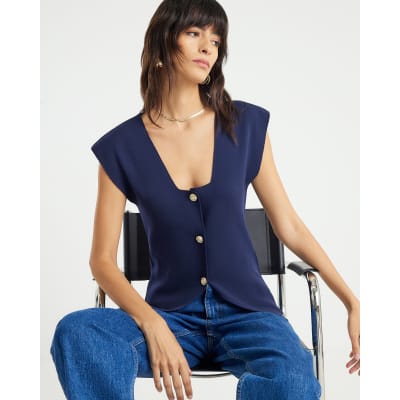 Navy Knitted waistcoat