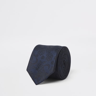 Navy lace tie