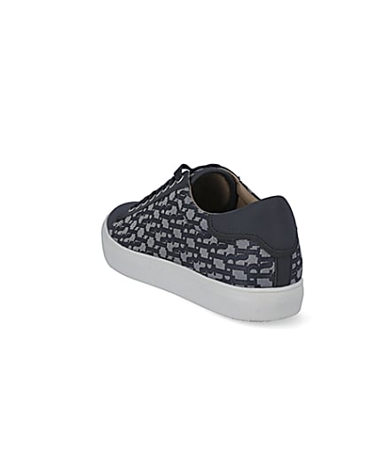 360 degree animation of product Navy lace-up RI jacquard cupsole trainers frame-7