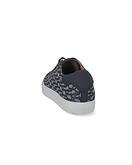 360 degree animation of product Navy lace-up RI jacquard cupsole trainers frame-8