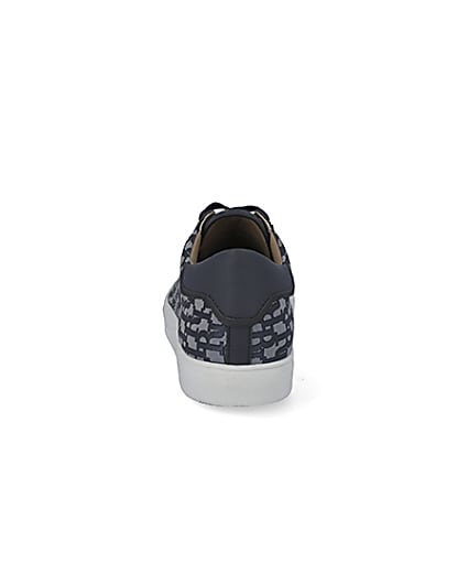 360 degree animation of product Navy lace-up RI jacquard cupsole trainers frame-9