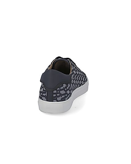 360 degree animation of product Navy lace-up RI jacquard cupsole trainers frame-10