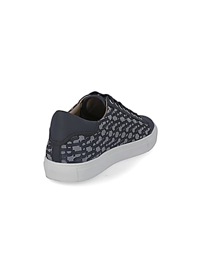 360 degree animation of product Navy lace-up RI jacquard cupsole trainers frame-11
