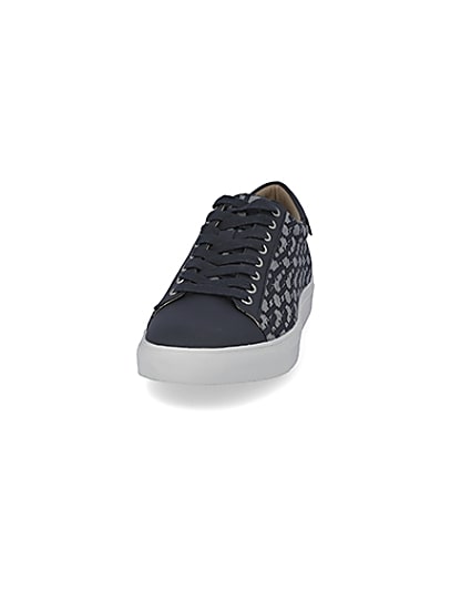 360 degree animation of product Navy lace-up RI jacquard cupsole trainers frame-22