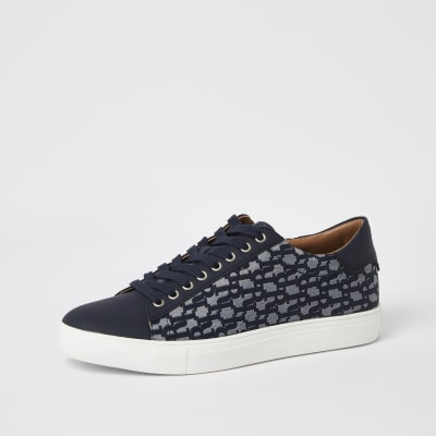 river island navy trainers