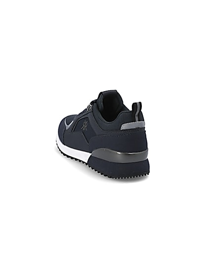 360 degree animation of product Navy lace-up runner trainers frame-7