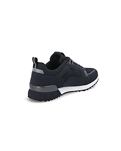360 degree animation of product Navy lace-up runner trainers frame-12