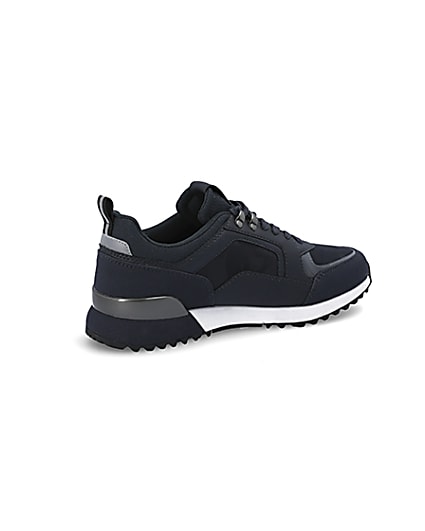 360 degree animation of product Navy lace-up runner trainers frame-13