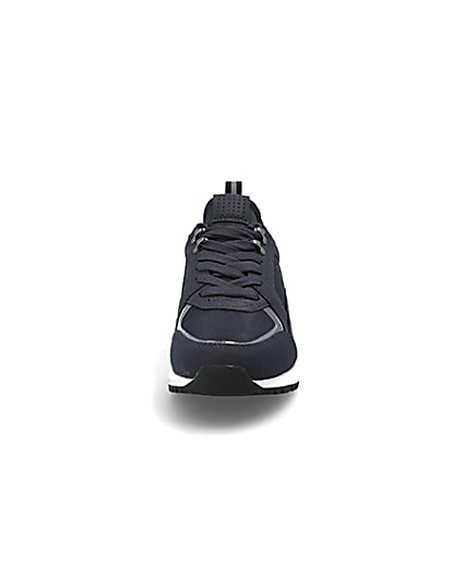 360 degree animation of product Navy lace-up runner trainers frame-21