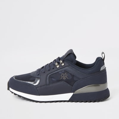 river island navy trainers