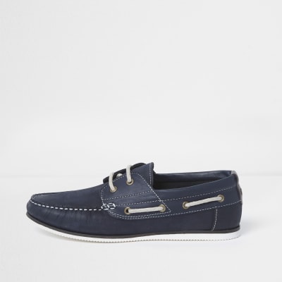 navy suede boat shoes