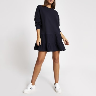 navy sweatshirt dress