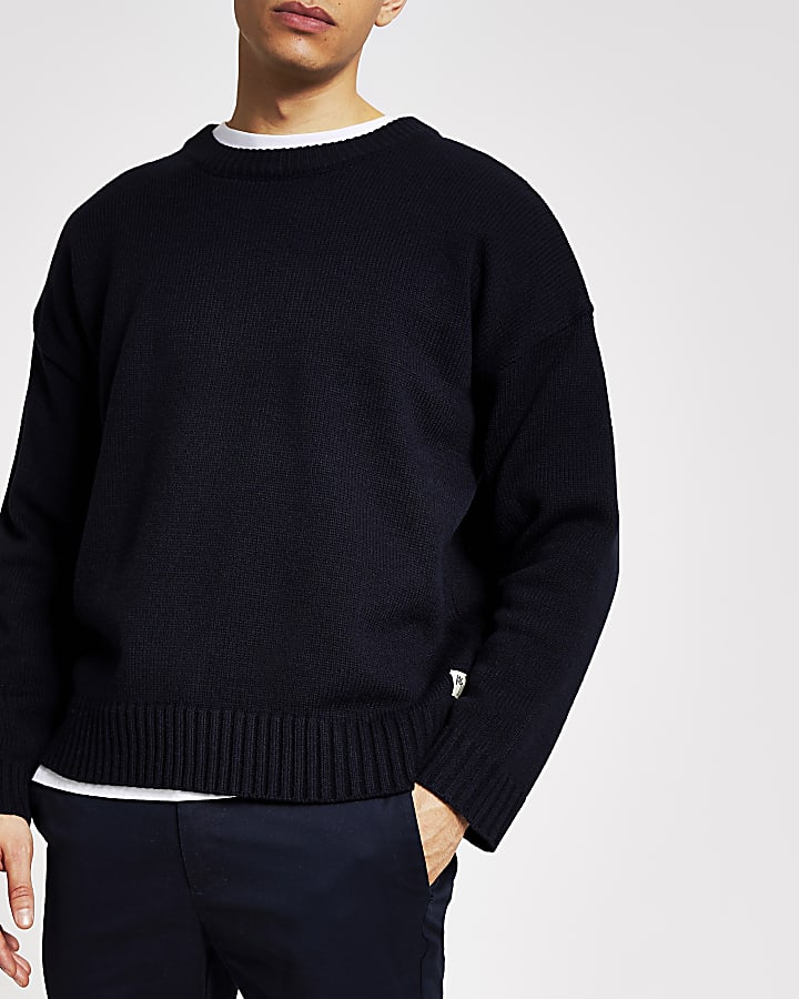 Navy long sleeve oversized knitted jumper