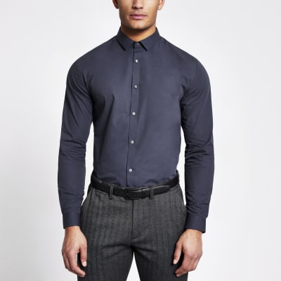 mens navy shirt long sleeve