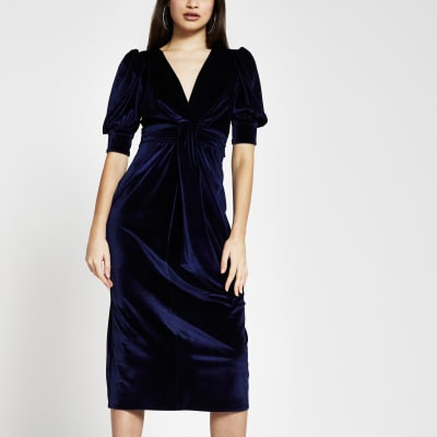 blue velvet skirt river island