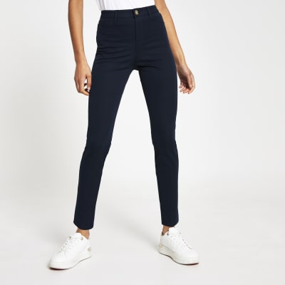 womens navy skinny trousers