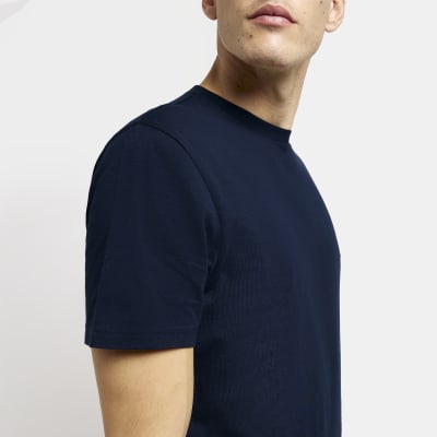 Navy multipack of 5 slim fit tshirts River Island
