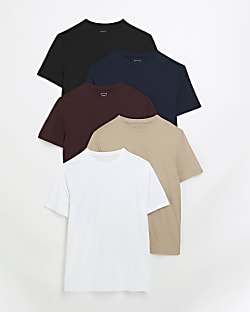 Navy multipack of 5 slim fit t-shirts